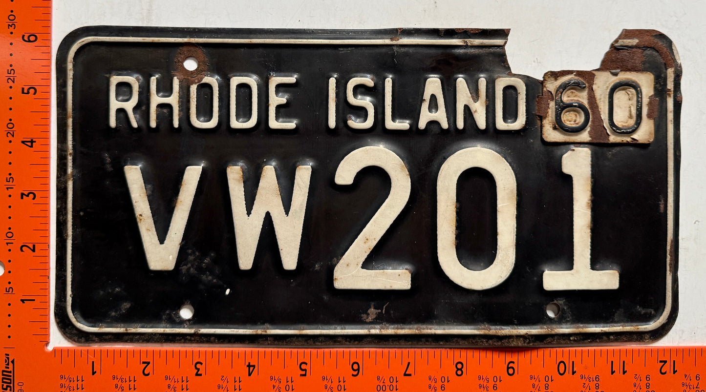 1960 Rhode Island #VW201 Passenger License Plate
