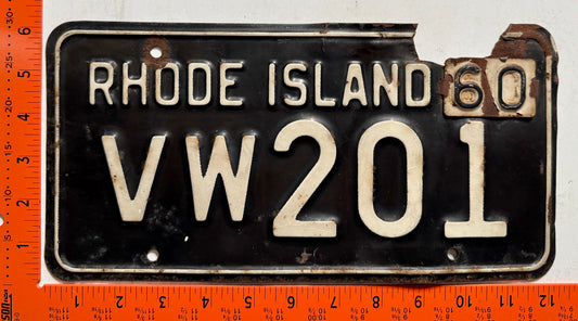 1960 Rhode Island #VW201 Passenger License Plate