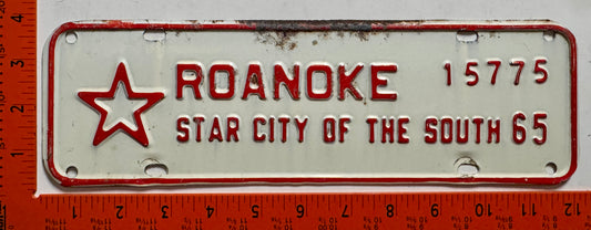 1965 Roanoke, Virginia #15775 License Plate