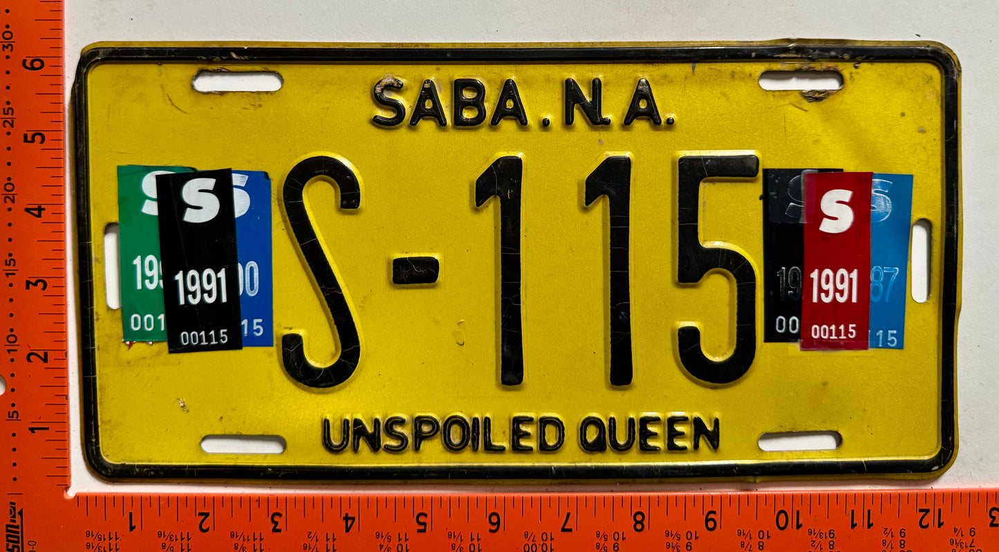 1991 Saba #S-115 Passenger License Plate