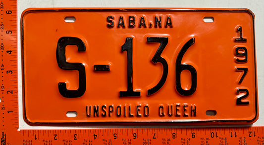 1972 Saba #S-136 Passenger License Plate