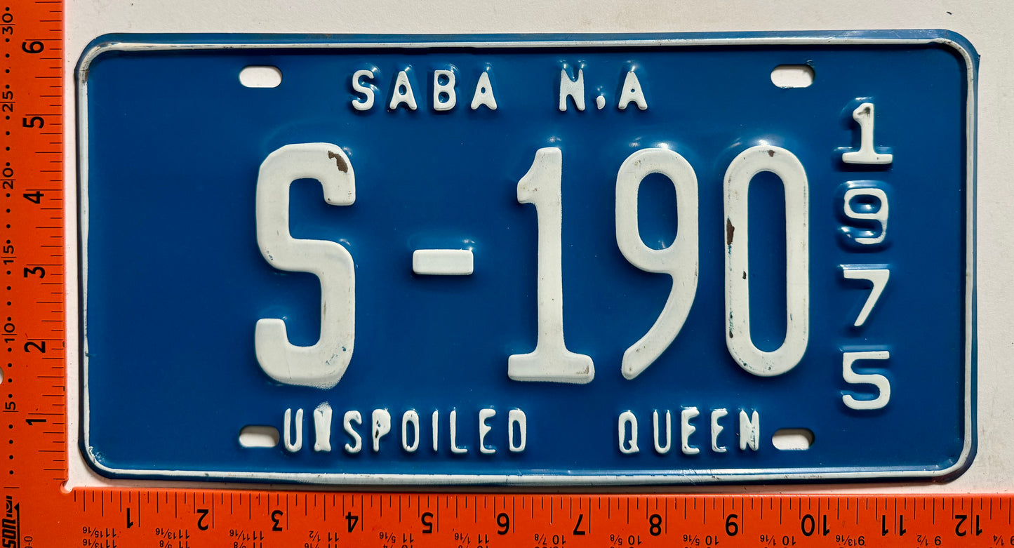 1975 Saba #S-190 Passenger License Plate
