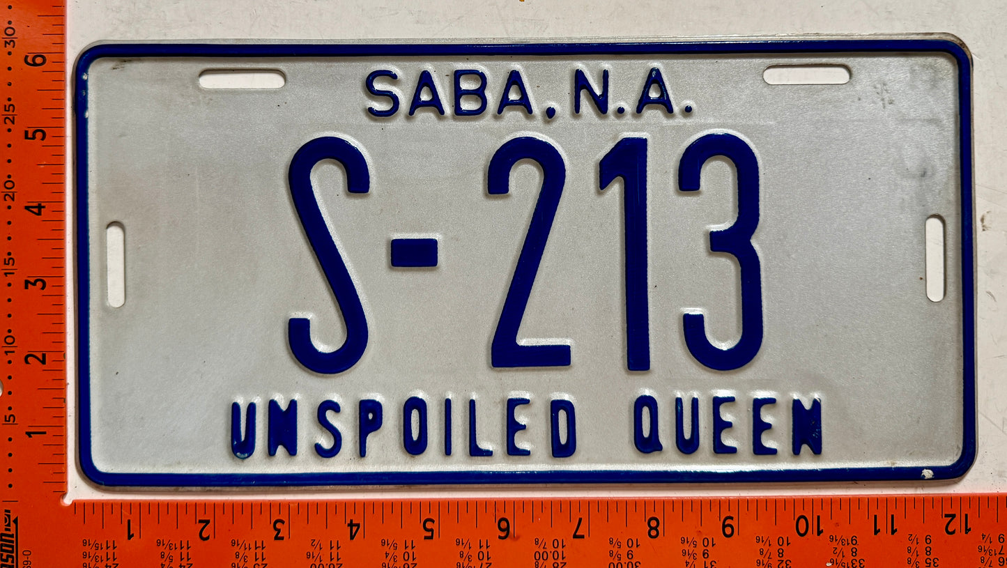undated Saba #S-213 Passenger License Plate - PROTOTYPE or ERROR?