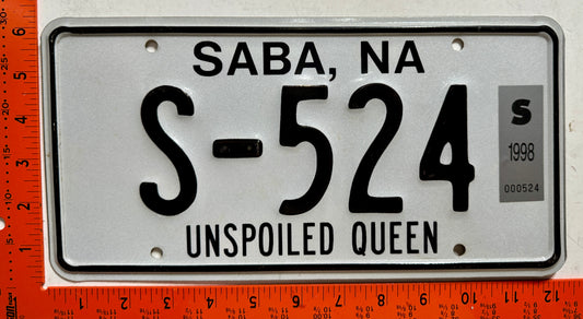 1998 Saba #S-524 Passenger License Plate