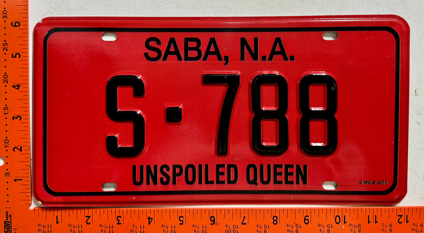 2010 Saba #S-788 Passenger License Plate