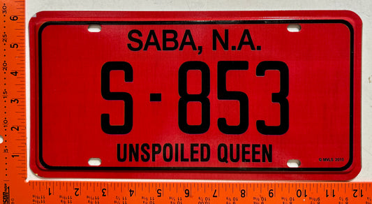 2010 Saba #S-853 Passenger License Plate