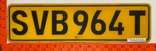 undated South Africa #SVB964T Passenger License Plate