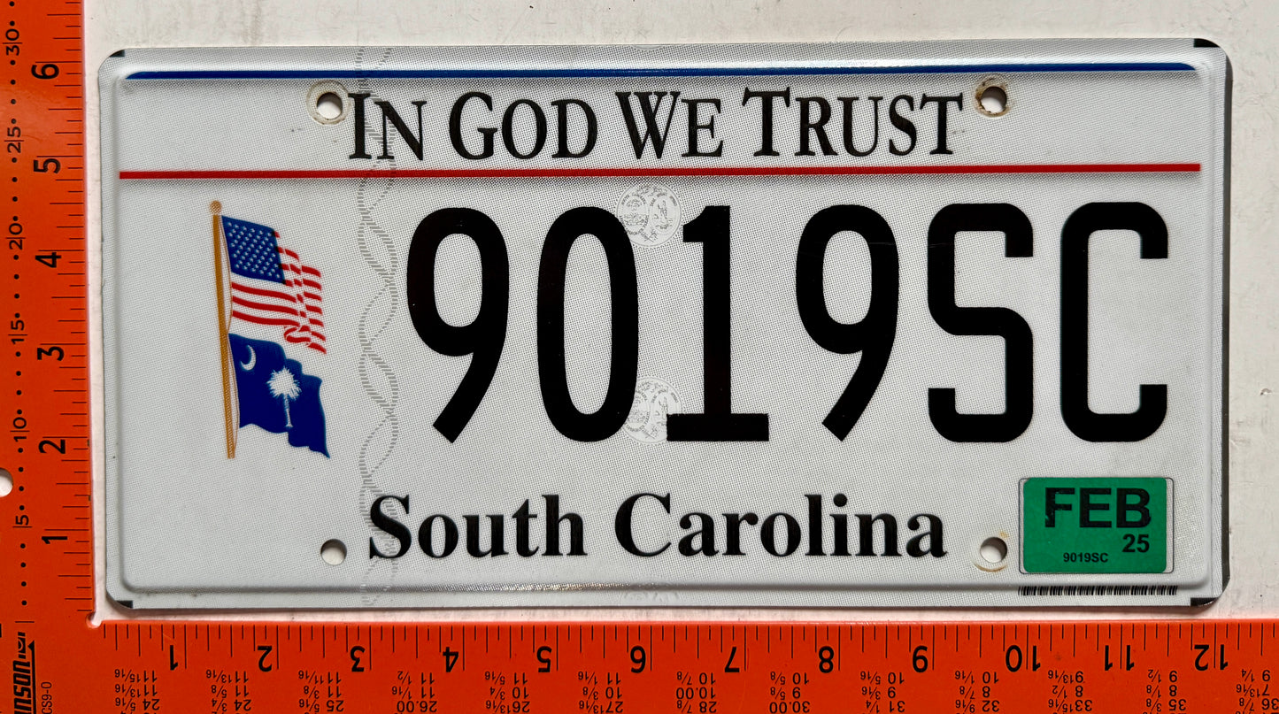 2025 South Carolina #9019SC In God We Trust License Plate