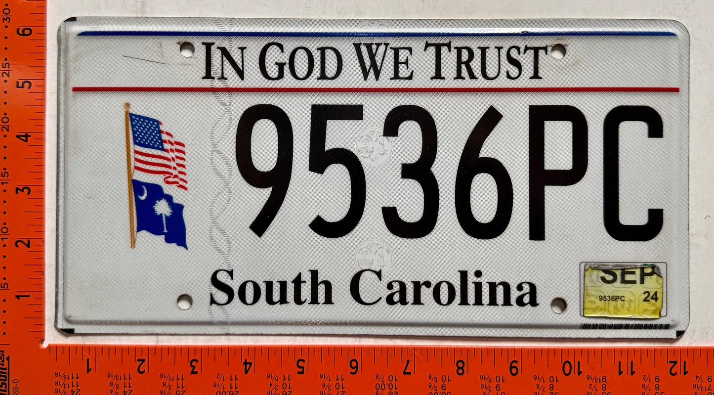 2024 South Carolina #9536PC In God We Trust License Plate