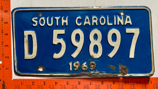 1969 South Carolina #D 59897 Passenger License Plate (Crafter)