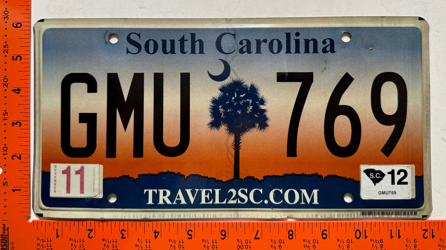 2012 South Carolina #GMU 769 Passenger License Plate