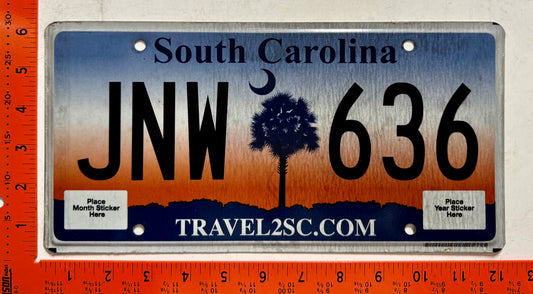 undated South Carolina #JNW 636 Passenger License Plate