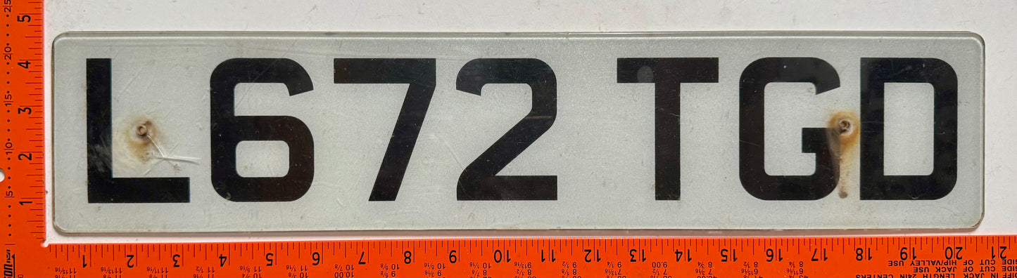 1993/1994 Scotland #L672TGD Passenger License Plate