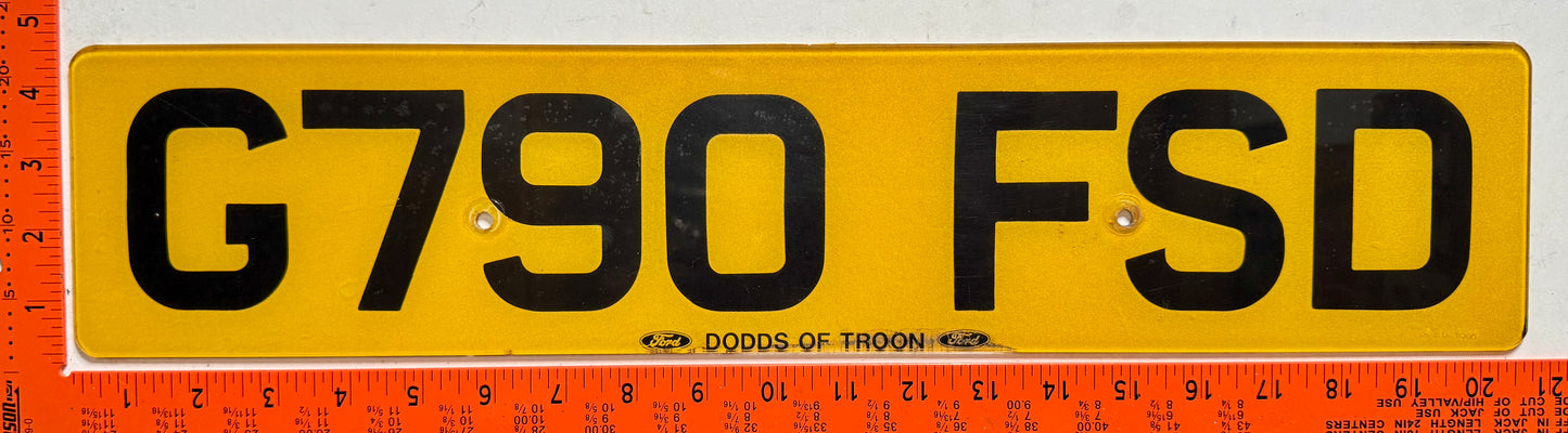 1989/1990 Scotland #G790FSD Passenger License Plate
