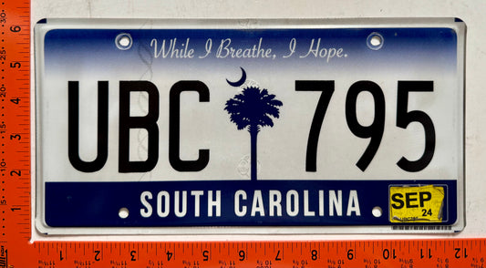 2024 South Carolina #UBC 795 Passenger License Plate