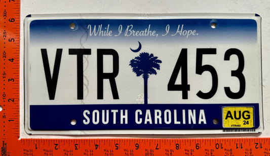 2024 South Carolina #VTR 453 Passenger License Plate