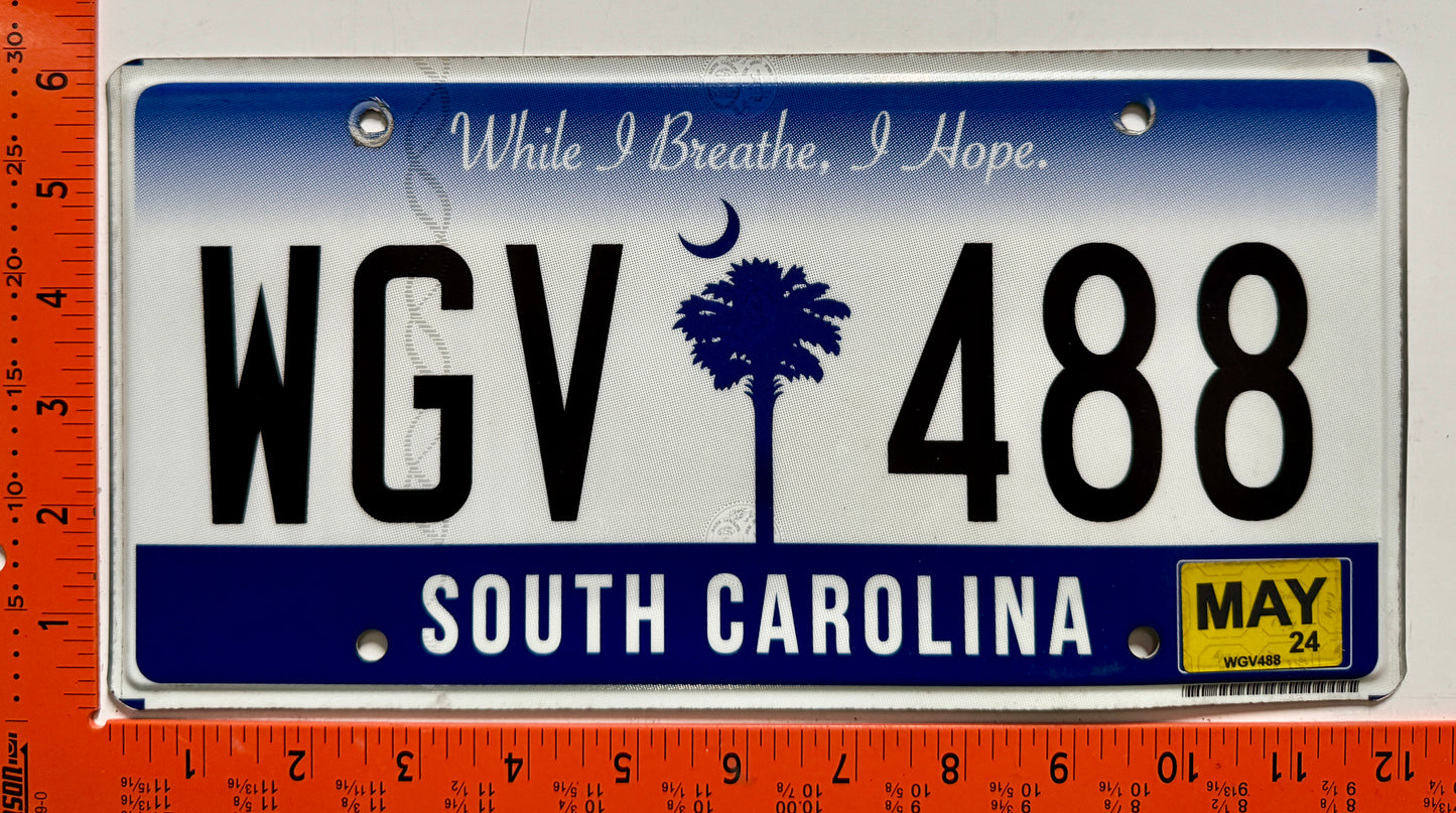 2024 South Carolina #WGV 488 Passenger License Plate