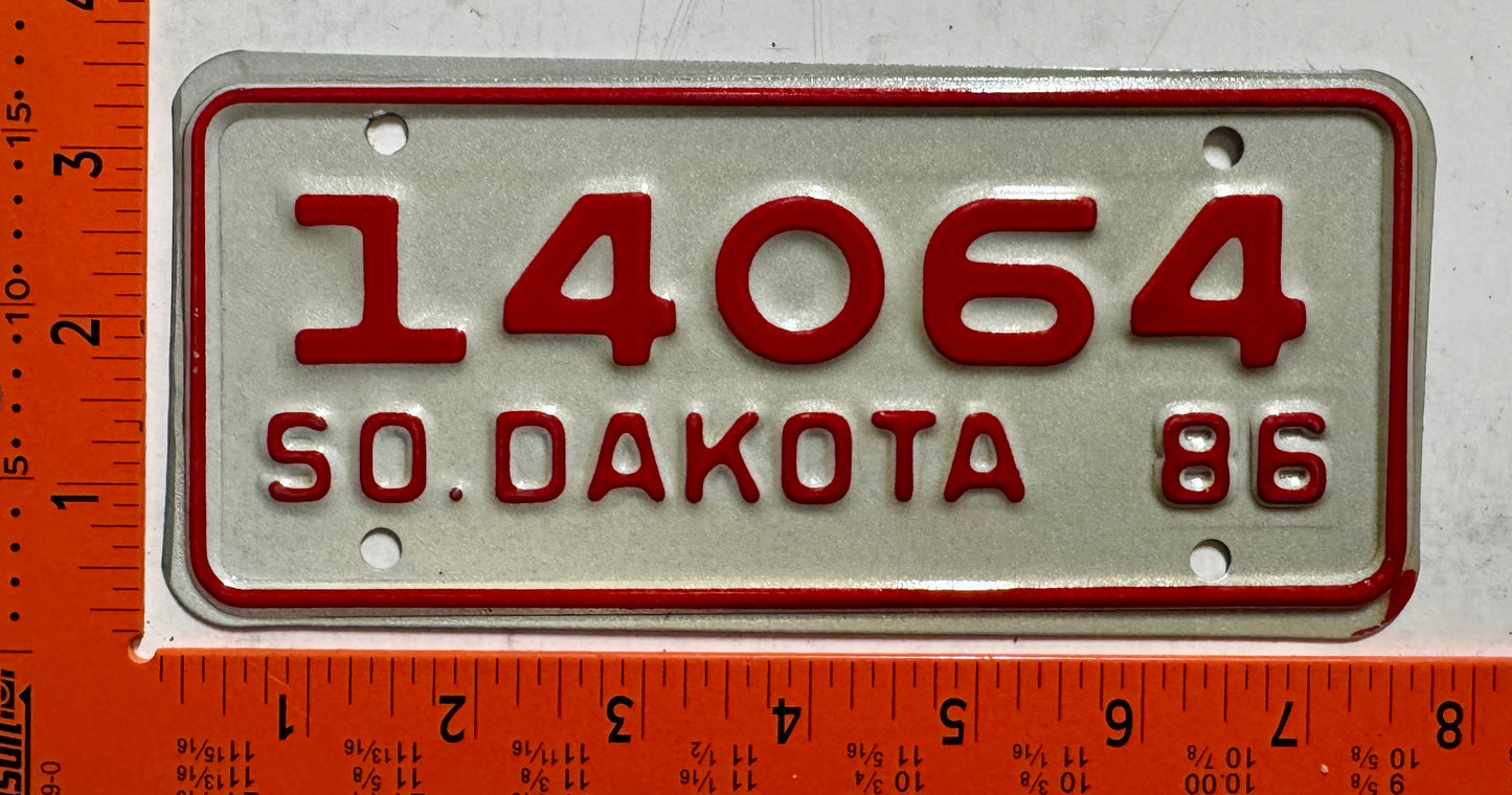 1986 South Dakota #14064 Motorcycle License Plate