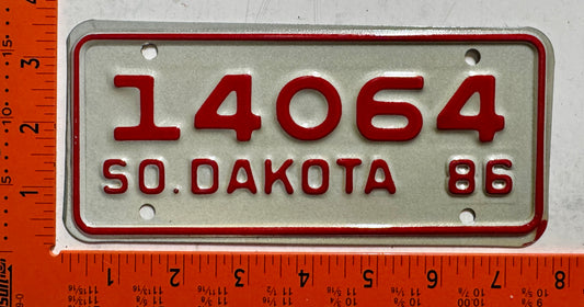 1986 South Dakota #14064 Motorcycle License Plate