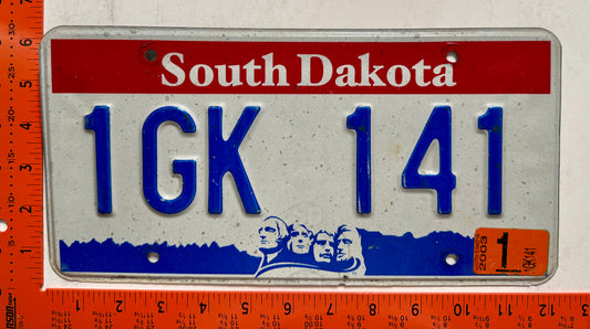 2003 South Dakota #1GK 141 Passenger License Plate