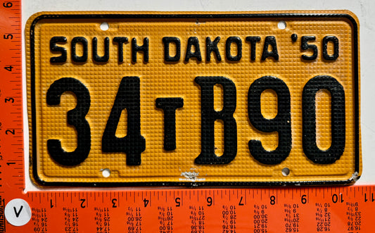 1950 South Dakota #34TB90 Truck License Plate
