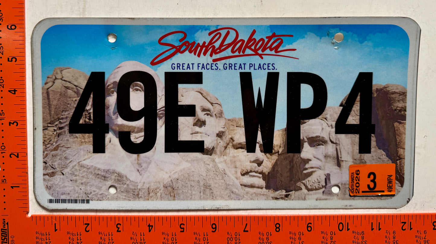 2026 South Dakota #49E WP4 Passenger License Plate