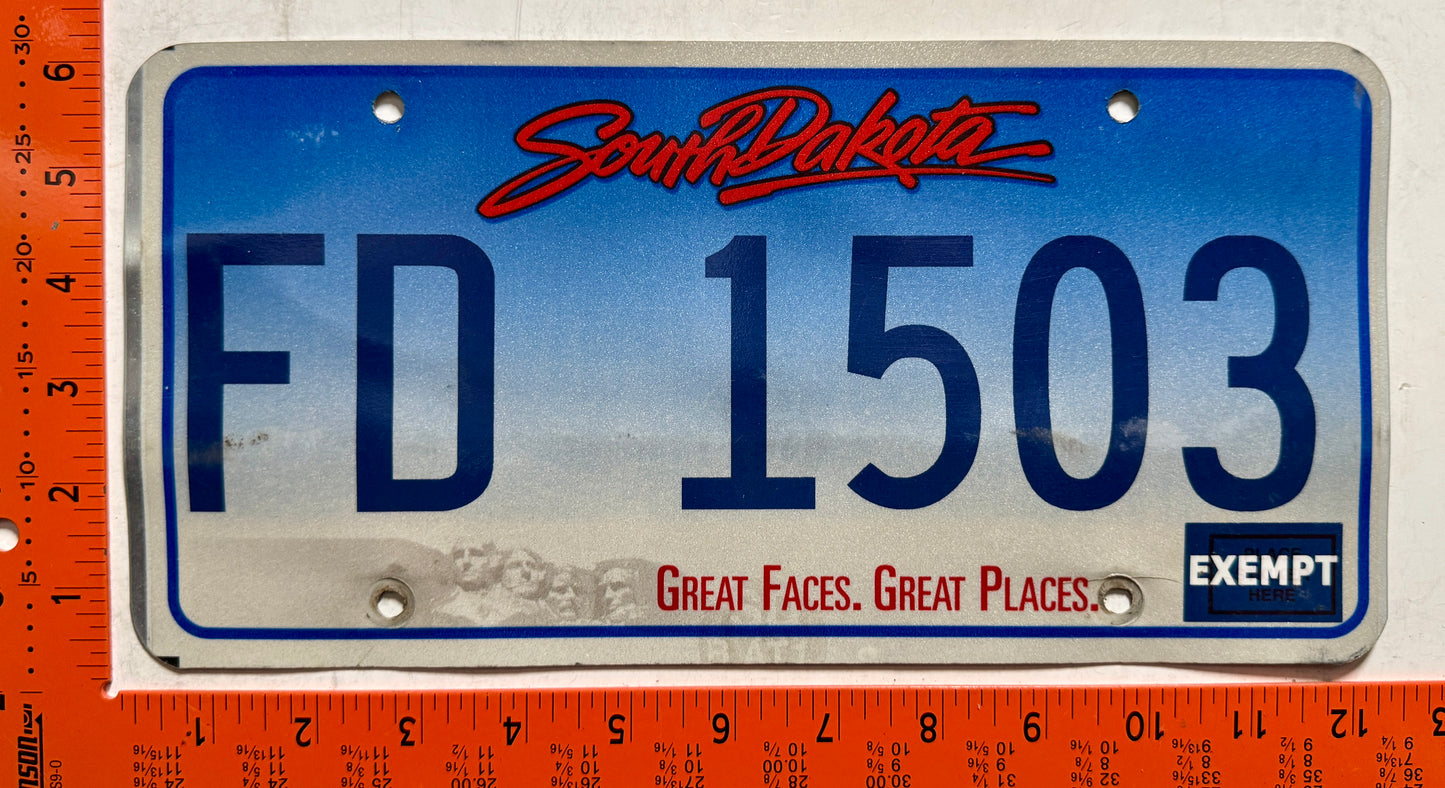 undated South Dakota #FD 1503 Fire Department License Plate