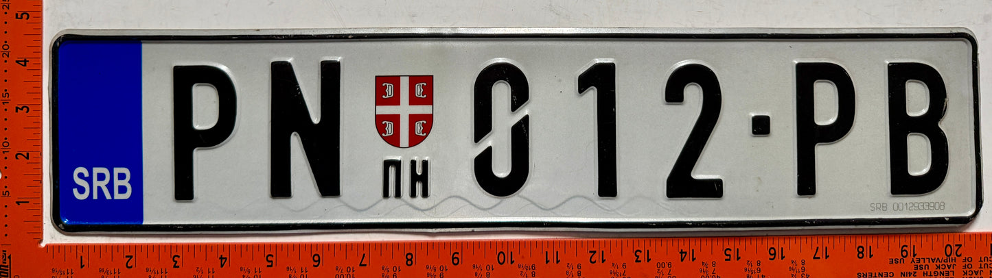 2011 series Serbia #PN 012-PB Passenger License Plate