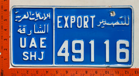 undated Sharjah, UAE #49116 Export License Plate