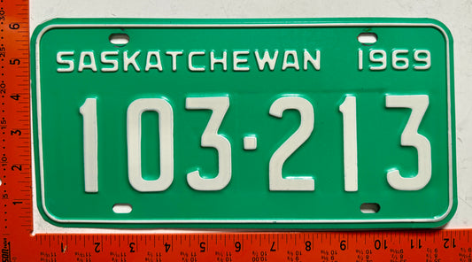 1969 Saskatchewan #103-213 Passenger License Plate