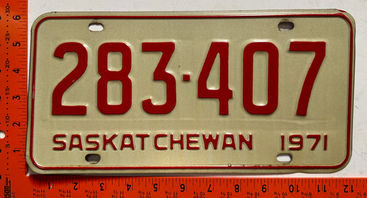 1971 Saskatchewan #283-407 Passenger License Plate
