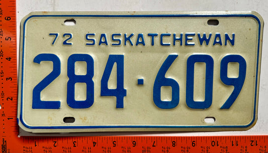 1972 Saskatchewan #284-609 Passenger License Plate