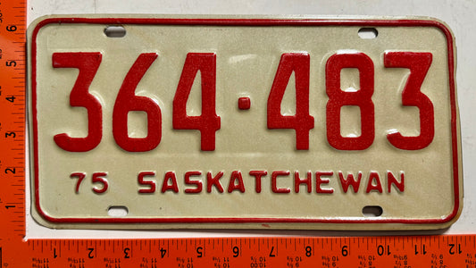 1975 Saskatchewan #364-483 Passenger License Plate