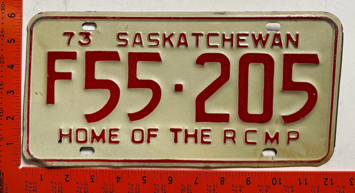 1973 Saskatchewan #F55-205 Farm License Plate