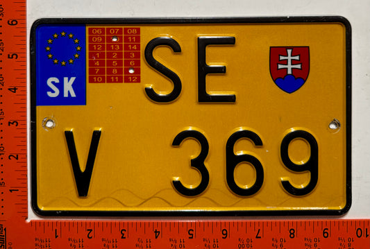2010 Slovakia #SE/V 369 Export License Plate
