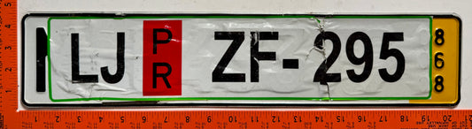 undated Slovenia #LJ ZF-295 Provisional License Plate