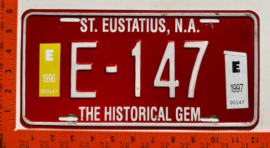 1996/1997 St Eustatius #E-147 Passenger License Plate