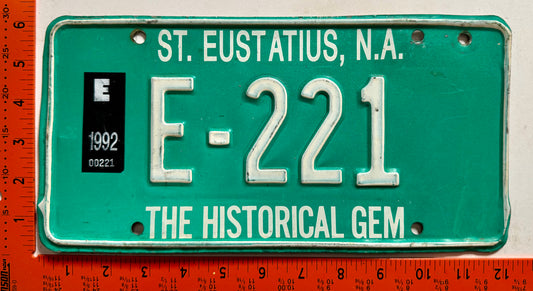 1992 St Eustatius #E-221 Passenger License Plate
