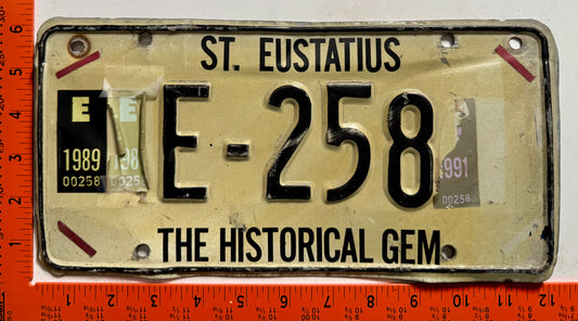 1989/1991 St Eustatius #E-258 Passenger License Plate