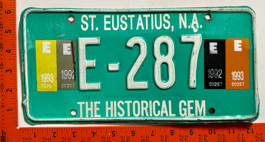 1992/1993 St Eustatius #E-287 Passenger License Plate