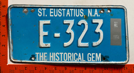 1994 St Eustatius #E-323 Passenger License Plate