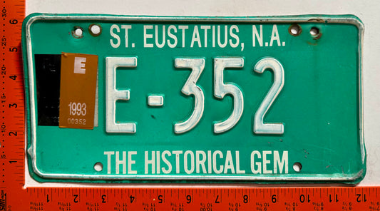 1993 St Eustatius #E-352 Passenger License Plate