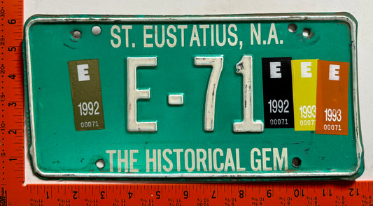 1992/1993 St Eustatius #E-71 Passenger License Plate
