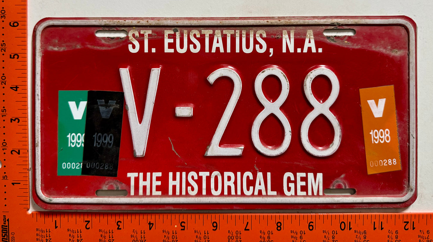 1998/1999 St Eustatius #V-288 Commercial License Plate