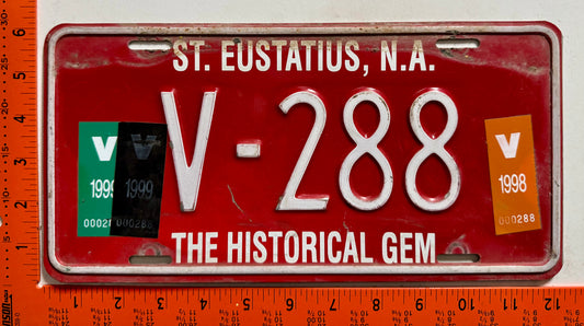 1998/1999 St Eustatius #V-288 Commercial License Plate