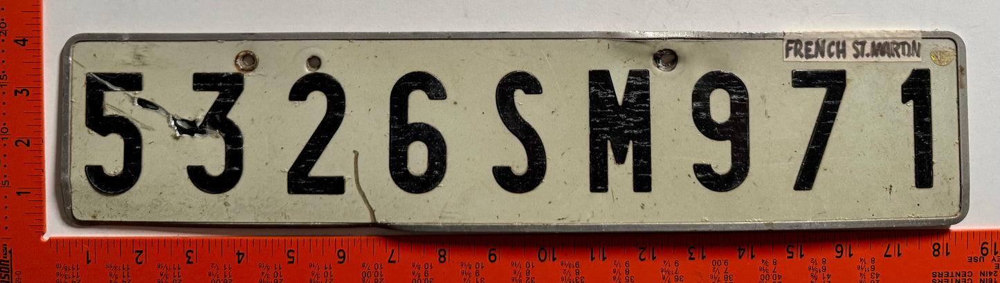 undated St Martin #5326 SM 971 Passenger License Plate