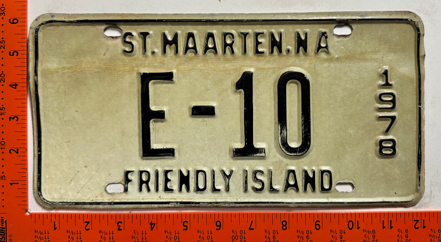 1978 St Maarten #E-10 Government License Plate