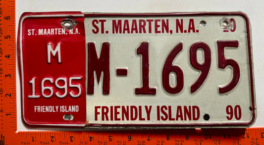 1990 St Maarten #M-1695 Passenger License Plate