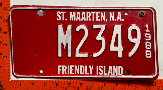 1988 St Maarten #M2349 Passenger License Plate