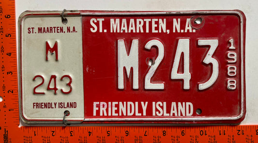 1988 St Maarten #M243 Passenger License Plate